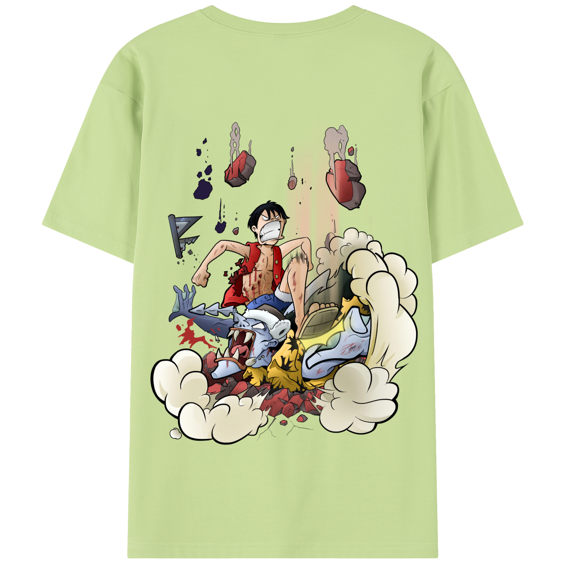 ワンピース モンキー・D・ルフィ ONE PIECE Monkey D. Luffy 綿100％半袖Tシャツ（背面プリント）